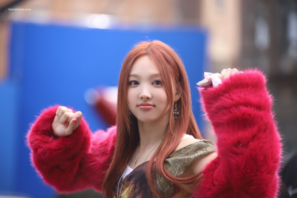 Nayeon in red outfit