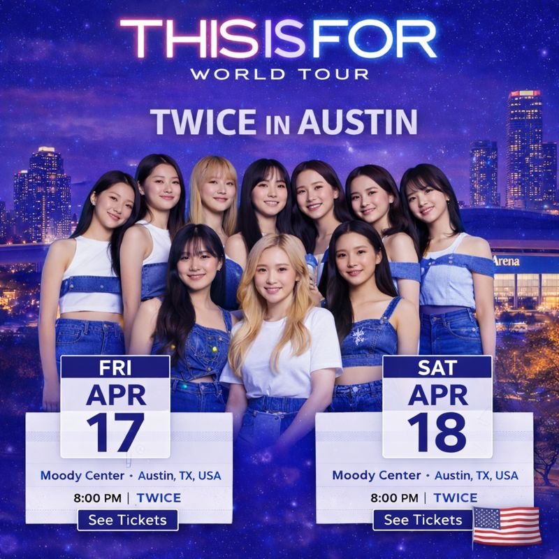 TWICE Moody Center Austin Concert infographics