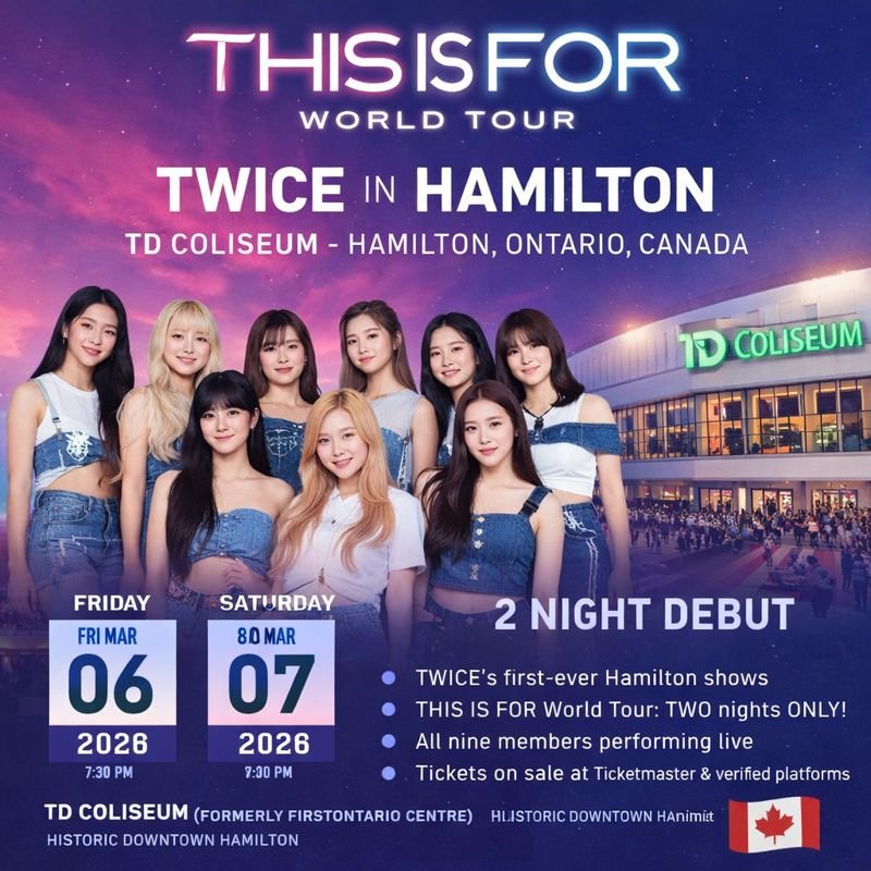 TWICE Tour Hamilton infograhics