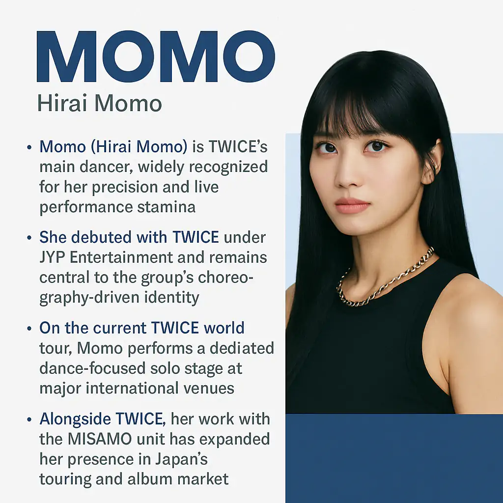 Momo Hirai in TWICE: Dance Legacy, Tours & Global Impact 3 Momo Hirai infographics - Twice Tour