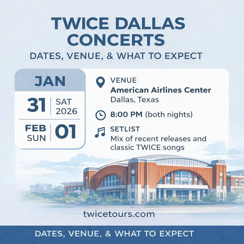 TWICE Dallas Concerts 2026: Dates, Setlist, Venue & Tickets 3 TWICE Dallas infographics