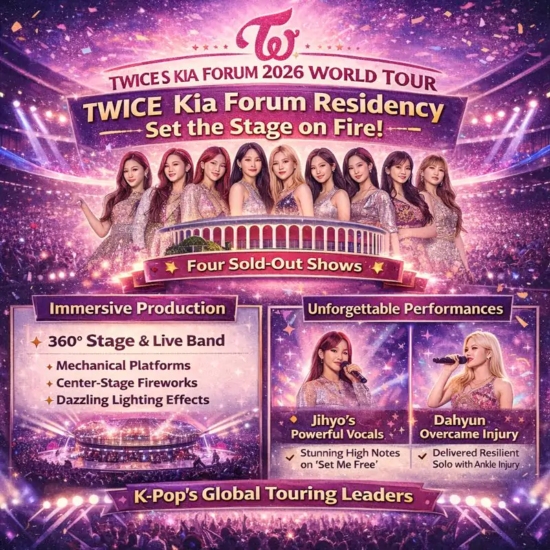 TWICE’s Kia Forum Residency Sets a New Touring Standard 2 TWICE Kia Forum Shows infographics