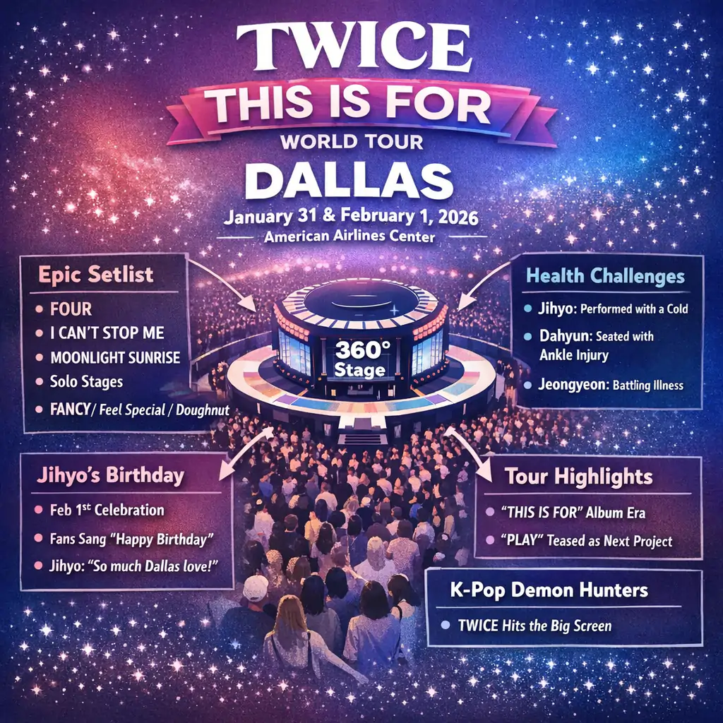 TWICE’s Dallas Nights Became the Soul of This Is For - Recap 2 American Airlines Center Infographics