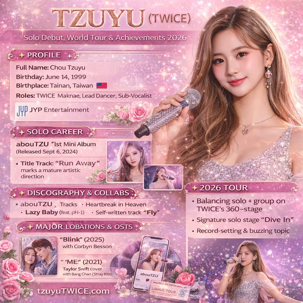 Tzuyu TWICE profile, solo debut, tour role and records 3 TWICE Tzuyu Infographics